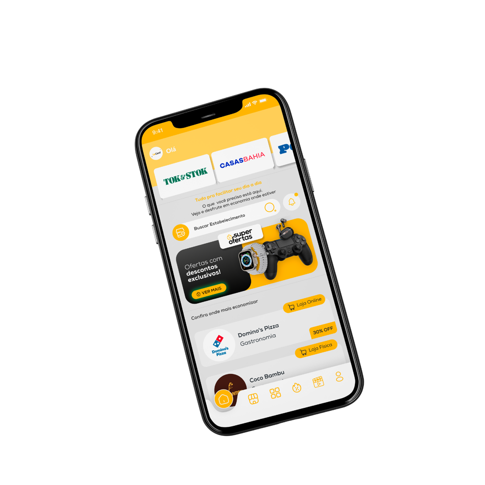 Aplicativo do Clube LeCard aberto num celular