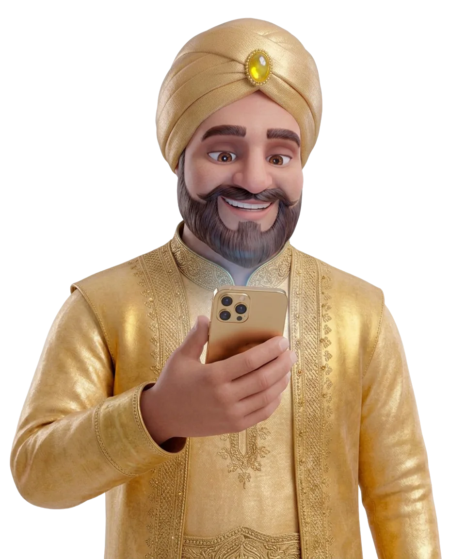 Personagem LeCard usando o aplicativo